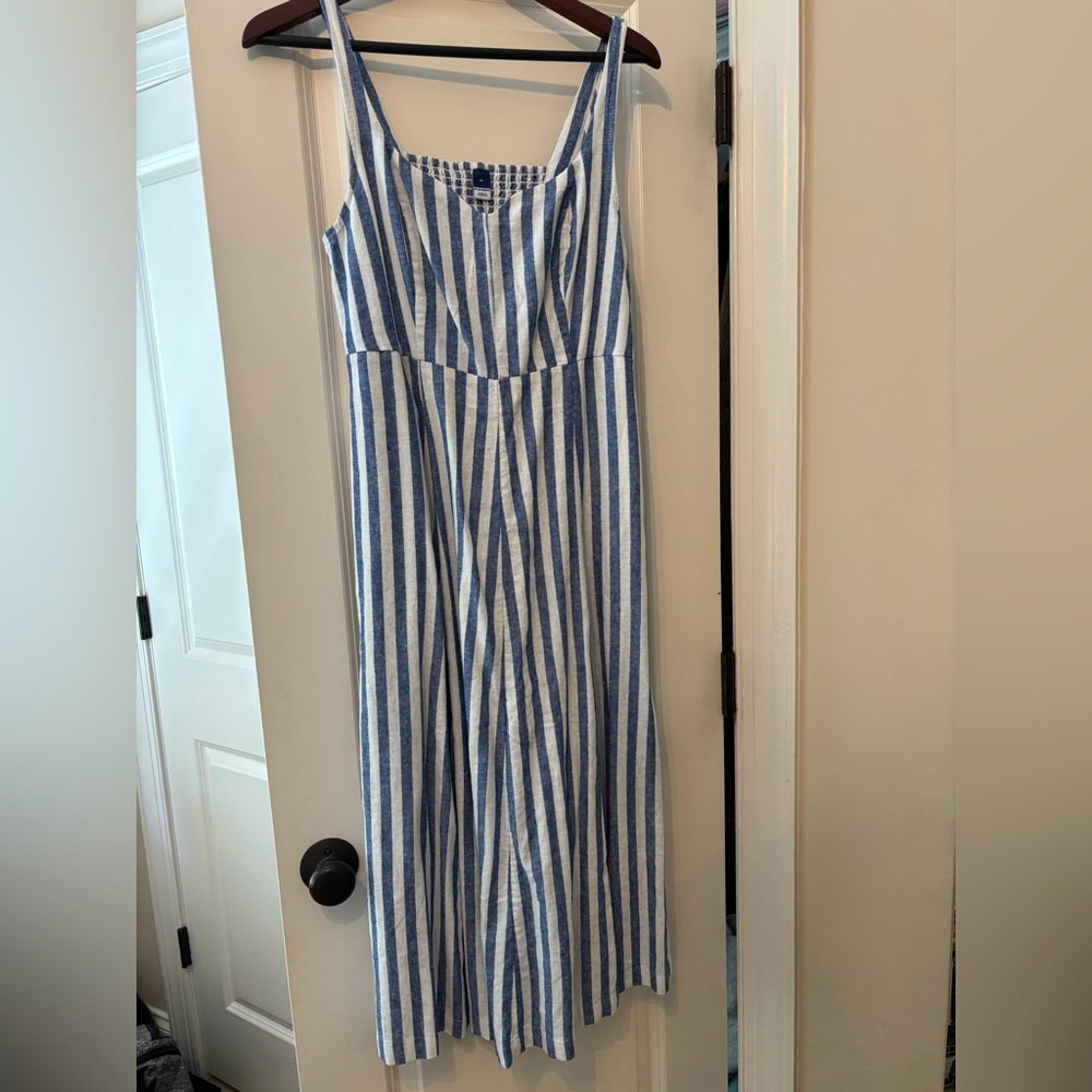 Old Navy Blue and White Striped Midi Dress
